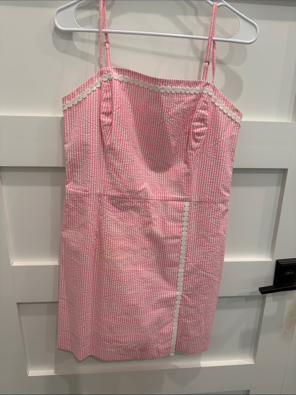 Lilly Pulitzer Pink Seersucker Mini Dress with White Trim